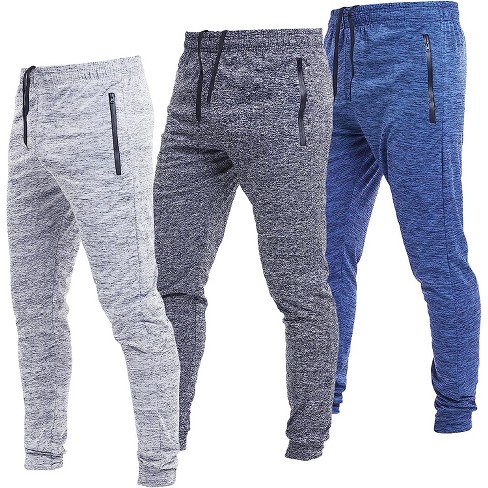 Ultra Performance Mens Athletic Tech Joggers/track Pants With Zipper Athletic Bottoms Grey/black/blue X-large 3 Pack : Target