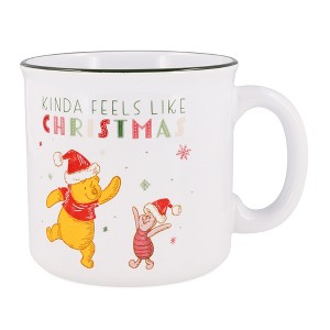 Silver Buffalo Disney Winnie The Pooh and Piglet Holiday Ceramic Camper Mug | Holds 20 Ounces - 1 of 4
