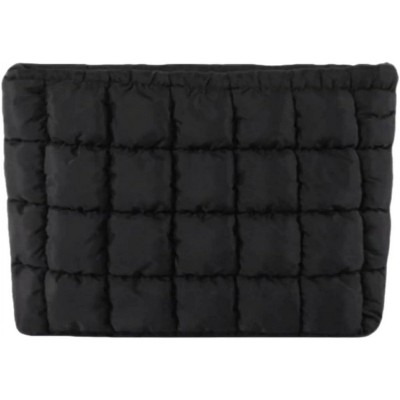 Soft Checkered Quilted Puffy Makeup Bag for Women, Aesthetic Puffer Cosmetic Bag Pouch for Purse (Hot Pink)