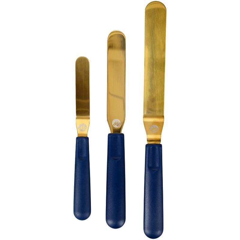 Wilton 3pc Icing Spatula Set Navy Blue/Gold, 4 of 6