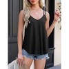 Zeagoo Loose Fit Tank Top for Women V Neck Eyelet Embroidery Black Spaghetti Strap Sleeveless Camisole Casual Tank Top - 4 of 4