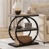 Tribesigns 3-Tier Narrow End Table, Wood Side Table with Black Metal Frames, Industrial Slim Nightstand and Bedside Table, Grey, 1PC - 2 of 4