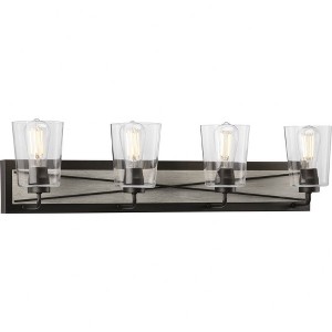 Progress Lighting Briarwood 4-Light Bath Vanity in Graphite with Clear Glass Shades - 1 of 4