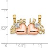 Black Bow Jewelry 14k Two Tone Gold, Rhodium Big / Lil Sis Set of 2 Heart Pendant, 13mm - 4 of 4