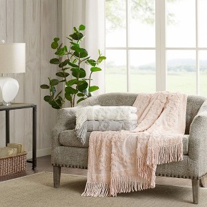 100% Cotton Botanical Tufted Throw Blanket, Bohemian Style Lightweight Breathable Blanket for All Seasons - 1 of 4
