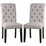 Set of 2 Side Chairs with Button Tufted Backrest Gray - Benzara