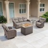 Belord Furniture Patio Set with 41" Propane Fire Pit Table, Patio Furniture Set with Sofa, 2 Swivel Patio Chairs, Accent End Table, and Fire Pit Table - 3 of 4
