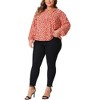 Agnes Orinda Women's Plus Size V Neck Long Sleeve Polka Dot Blouses - 3 of 4