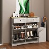 KTMBDW Shoe Storage Cabinet with Flip Drawers, Freestanding Shoe Organizer for Entryway, Narrow Shoe Rack Cabinet, White - 3 of 4