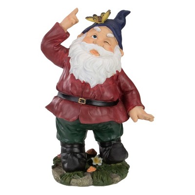 Northlight 11" Red and Green Gnome with Butterfly Outdoor Garden Statue