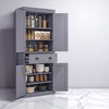 Mshliw Tall Freestanding Kitchen Pantry Cabinet with Drawer, 4 Doors & 3 Adjustable Shelves, Traditional Storage Cabinet for Dining Room, Kitchen - 2 of 4