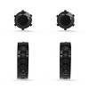 Steeltime Men's black ip stainless steel and simulated diamonds stud/huggie earrings set - 2 of 4