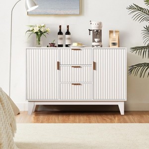 Gaomon Fluted Sideboard Buffet Cabinet, Kitchen 47.2in Large Buffet Storage Cabinet Coffee Bar Cupboard 3 Drawers 2 Doors - 1 of 4