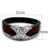 Slickblue Women's Stainless Steel Ring, 3mm Siam Red Synthetic Crystal, IP Gold or Two-Tone Black Finish, Size 5-10 - 2 of 4