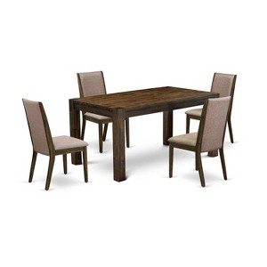 5-Piece Natural Brown Finish Solid Wood Top - Rectangular Dining Room Set - Seats 4 - 1 of 4