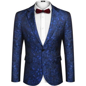 COOFANDY Mens Floral Tuxedo Jackets One Button Stylish Dinner Wedding Party Dress Suit Blazers Jacket - 1 of 4