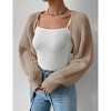 Womens Winter Sweater Shrugs Thick Sweater Knit Bolero Long Sleeve Open Front Cropped Sweater Knit Jackets,Camel - M - 2 of 4