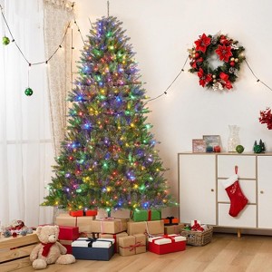 9ft Artificial Christmas Tree Prelit, 900 Dual-Color LED Lights & Foldable Base, for Holiday, Party, Christmas Decorations - 1 of 4