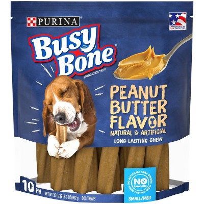 Purina Busy Bone Peanut Butter Flavor Small Medium Long Lasting Chewy Dog Treats - 10ct