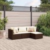 vidaXL Patio Lounge Set with Cushions Sectional Sofa Garden Backyard Poly Rattan - Brown and Cream 4 Piece - 2 of 4