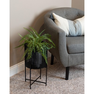 Paynter Modern Black Metal 2-Piece Floor Planter Set