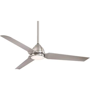 54" Minka Aire Modern Outdoor Ceiling Fan with LED Light Remote Brushed Nickel Etched Opal Glass Wet Rated for Patio Exterior Barn