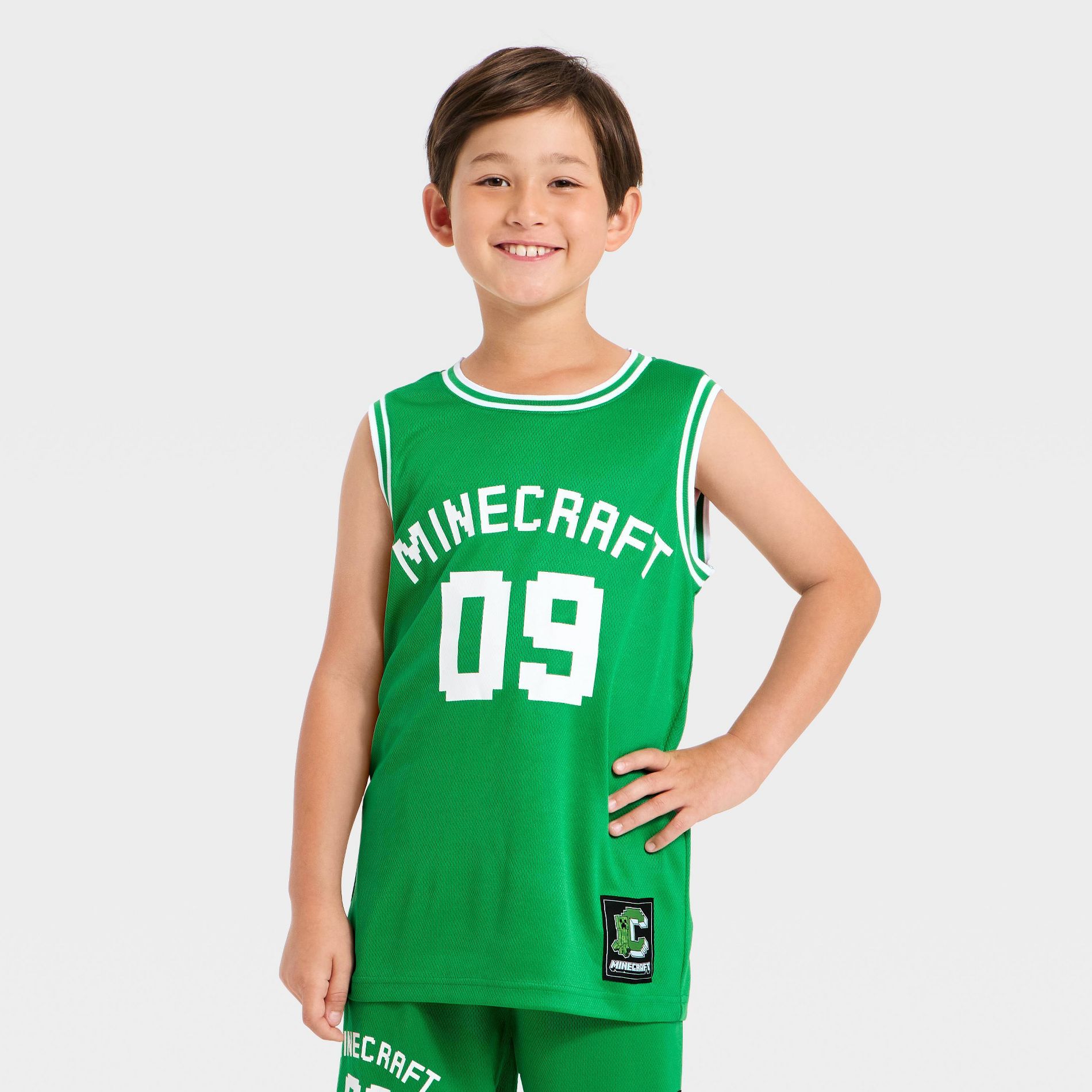Boys' Minecraft Creeper Basketball Jersey - Green