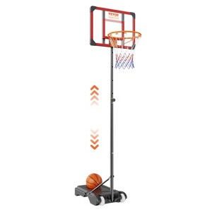 VEVOR Basketball Hoop, 5-7 ft Adjustable Height Portable Backboard System, 28 inch Basketball Hoop & Goal, Kids & Adults Basketball Set with Wheels - 1 of 4