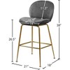Meridian Furniture,Paris Grey Velvet Stool, Set of 2 - 4 of 4