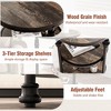 Jojoka Round End Table with Storage Shelves, Coffee Table with Stable Metal Frame, Round Side Table, - 3 of 4