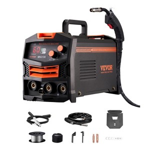 VEVOR MIG Welder, 130Amp Synergic Mig Welding Machine, 110V Gasless Flux Core Welder Machine, Portable Mig Welder with IGBT Inverter Technology,Black - 1 of 4