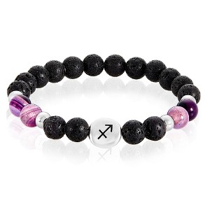 Men's Zodiac Lava and Agate Stone Bead Stretch Bracelet - West Coast Jewelry - 1 of 4