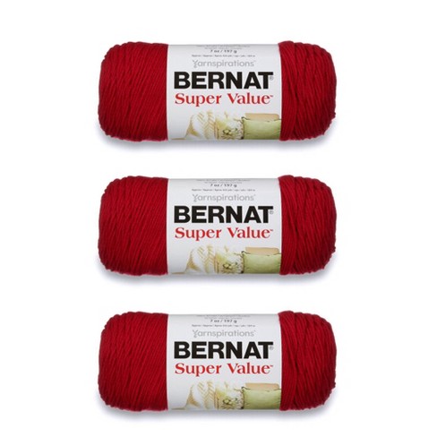 Bernat Super Value Cherry Red Yarn - 3 Pack of 198g/7oz - Acrylic - 4  Medium (Worsted) - 426 Yards - Knitting/Crochet