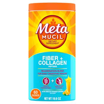 Metamucil Psyllium Fiber Supplement & Collagen Powder  - Orange - 19.9oz