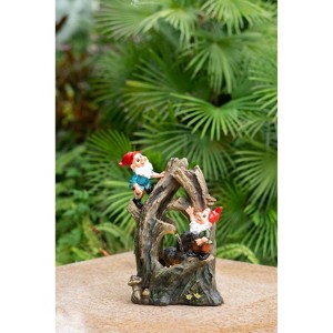 Gulches 8.3*4.7*13.8" Decorative Woodland Gnome Water Fountain, Brown - 1 of 4