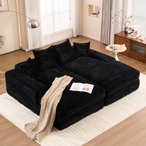 Upholstered Chaise Lounge Ultra-Soft Sleeper Sofa Bed Lazy Single Sofa Leisure Reading Couch with 4 Pillows, No Assembly Required - ModernLuxe - 1 of 4