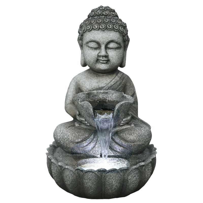 Northlight 21.5" Buddha in Sukhasana Pose Outdoor Garden Water Fountain, 1 of 7