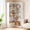 Garvee Farmhouse Corner Bookshelf – 72.8” Tall L-Shaped Bookcase with 5 Tiers, Wood Display Rack for Office and Bedroom, Half Panel Design - 3 of 4