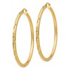 Black Bow Jewelry 3mm x 55mm 14k Yellow Gold Textured Round Hoop Earrings - 2 of 4