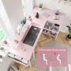 49" L Shaped Desk with Power Outlet & LED Lights, Reversible Corner Computer Desk with Storage Shelves & Monitor Stand - 3 of 4