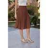 Women's Chiffon Pleated Midi Skirt - High Elastic Waist A-Line Swing Skirt Caramel - 3 of 4