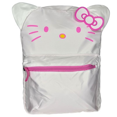 Sanrio White and Pink Hello Kitty Head 16" School Backpack with Front Pocket - image 2