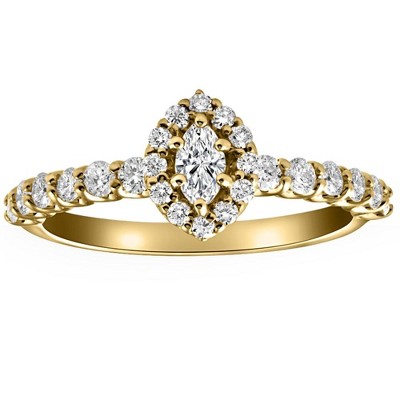 Pompeii3 3/4Ct Marquise Halo Diamond Engagement Wedding Ring Set in White or Yellow Gold
