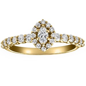 Pompeii3 3/4Ct Marquise Halo Diamond Engagement Wedding Ring Set in White or Yellow Gold - 1 of 4