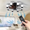 DOMETOUR 21.7 inch Ceiling Fan Light - Windmill-shaped Flush Mount Ceiling Fan with Light with Remote Control and Timer,Black - 2 of 4