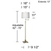 360 Lighting Swing Arm Floor Lamp Adjustable Height 70" Tall Antique Brass Off White Ribbon Trimmed Fabric Drum Shade Living Room Bedroom - 4 of 4