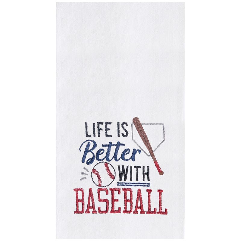 C&F Home Life With Baseball Embroidered Cotton Flour Sack Kitchen Towel, 1 of 4