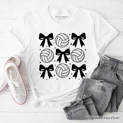 Coquette Volleyball Bows T-Shirt, Cute Athletic Sports Game Day Tee | OrnamentallyYou