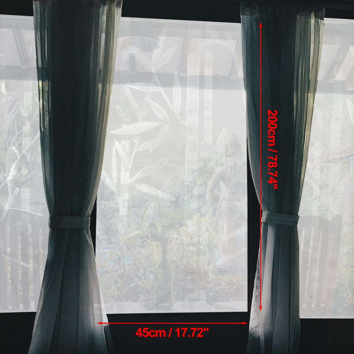 Unique Bargains Bamboo Pattern Window Privacy Film 78.74"L x 17.72"W Clear 1 Pc - thumbnail 4