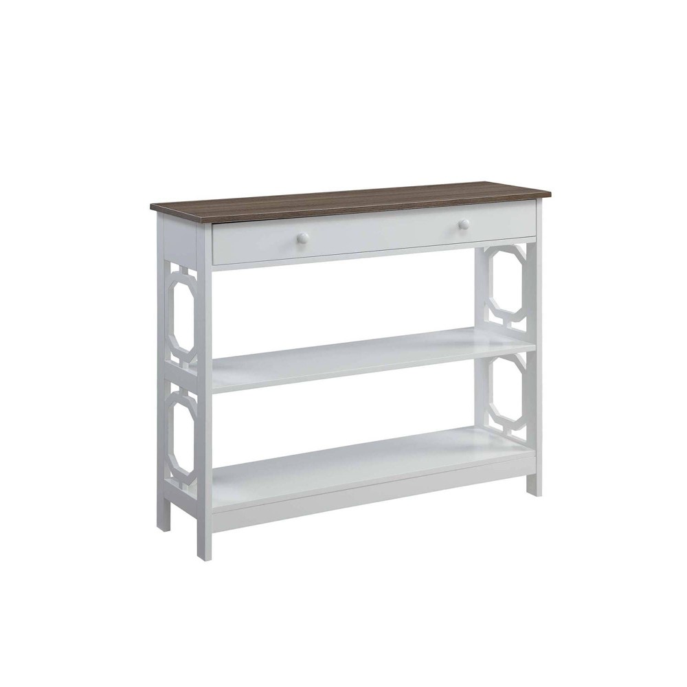 Omega 1 Drawer Console Table Driftwood Top/White - Breighton Home: Modern Entryway Storage, Mid-Century Design